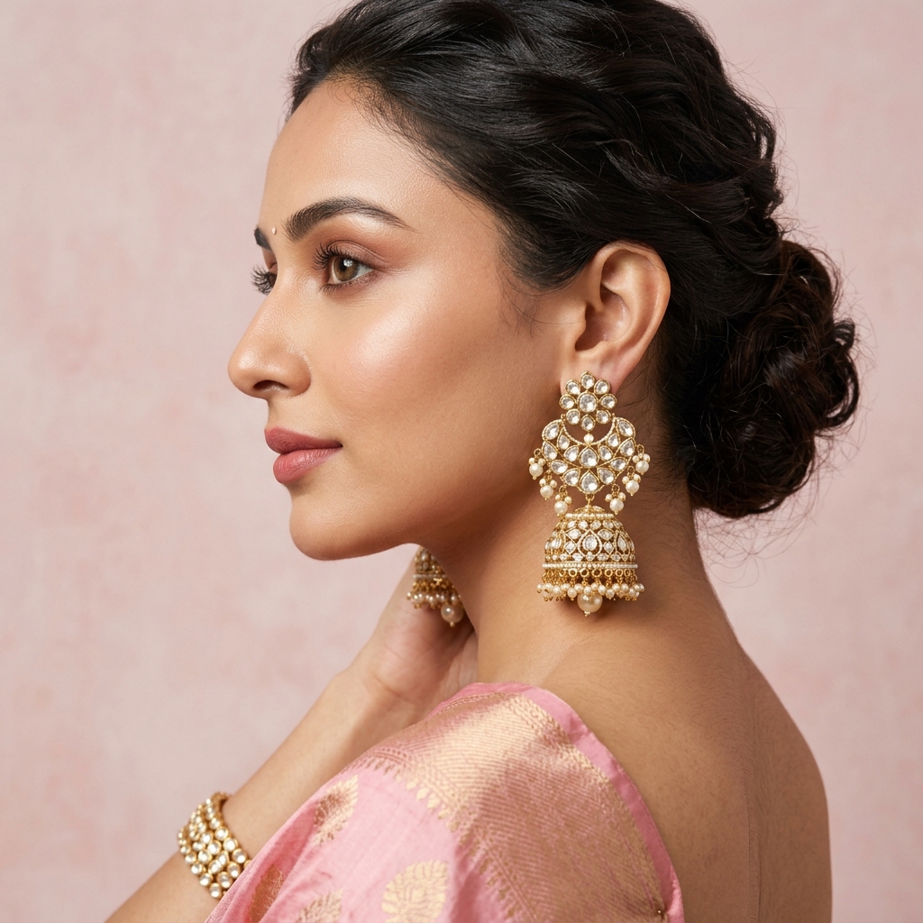 Polki Jhumka Earrings